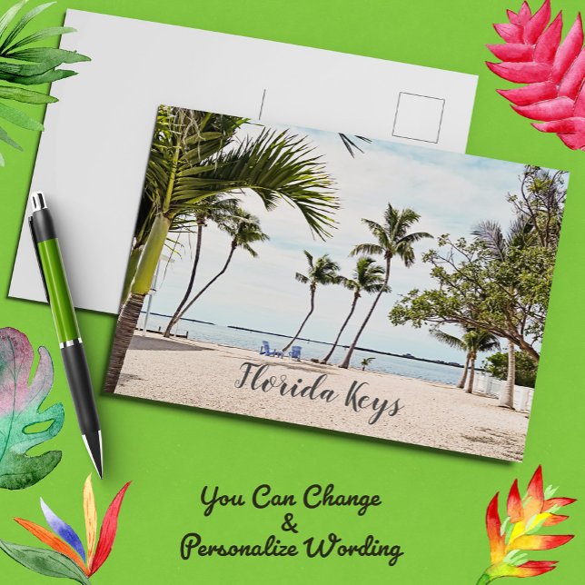 Florida Keys Beach with Palm Trees and Chairs Postcard (Creator Uploaded)
