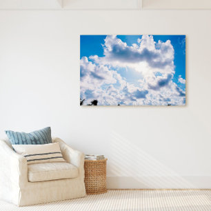 Florida Keys Cloudy Sky with Palm Silhouettes Canvas Print