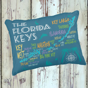Florida Keys colourful map with island names Accent Pillow