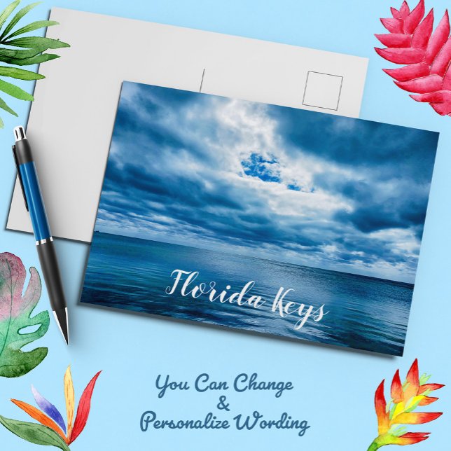 Florida Keys Deep Blue Ocean Cloudy Sky Scene Postcard (Creator Uploaded)