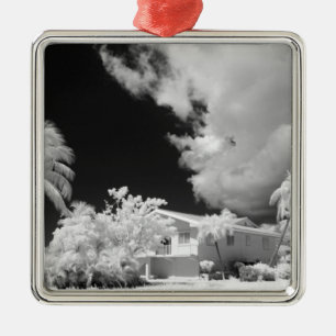 Florida Keys house and its palm trees, USA. Metal Ornament