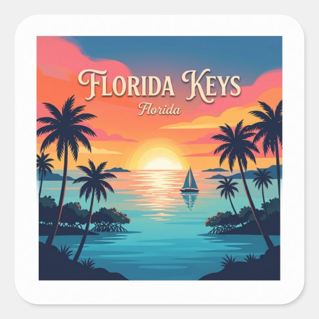 Florida Keys Key West Square Sticker (Front)