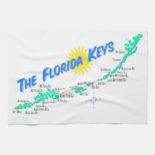Florida Keys Map Kitchen Towel