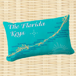 Florida Keys Map of the Islands Lumbar Pillow