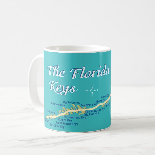Florida Keys Map with island names Coffee Mug (Front Left)