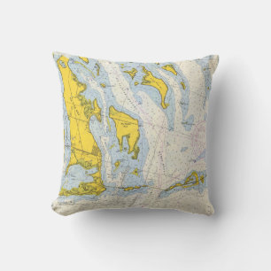 Florida Keys Nautical Map Throw Pillow
