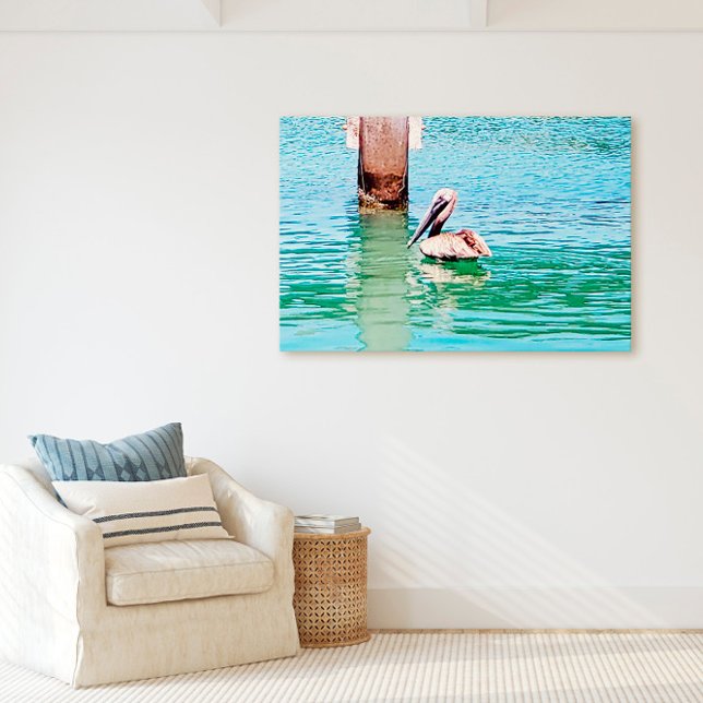 Florida Keys Pelican Ocean Dock Scene Canvas Print (Creator Uploaded)