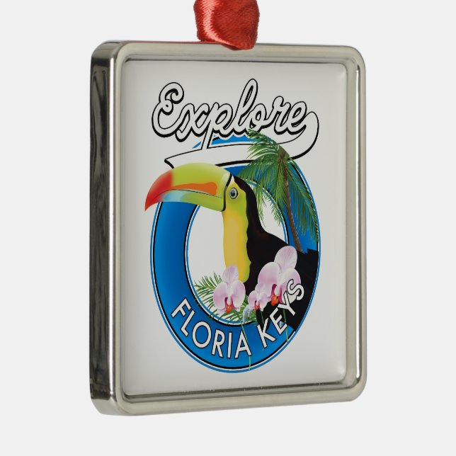 Florida keys retro logo fleece blanket T-Shirt Metal Ornament (Right)