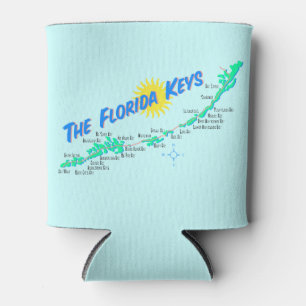 Florida Keys retro map island names Can Cooler