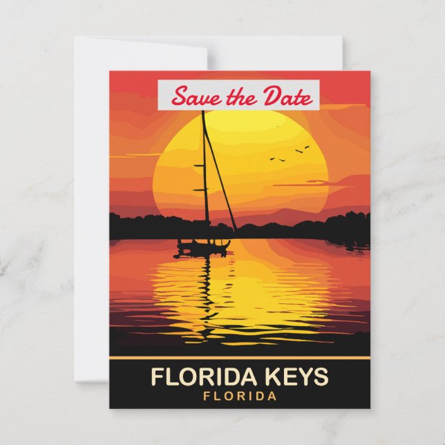 Florida Keys Sunset Sailboat Wedding Invitation (Front)