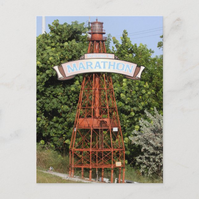 Florida Keys: Welcome to Marathon sign along U.S.1 Postcard (Front)