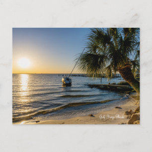 Florida Leaning Palm Tree Sunset Postcard