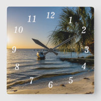 Florida Leaning Palm Tree Sunset Wall Clock