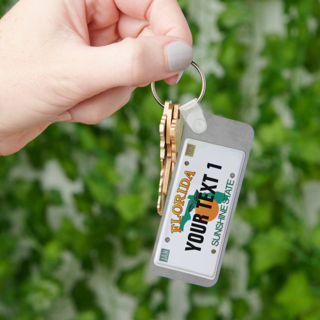 Florida License Plate Keychain (2 different text) (Hand)