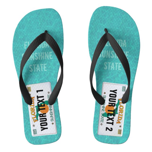 Florida License Plate with your text Flip Flops (Footbed)