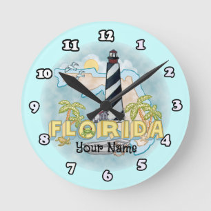 Florida Lighthouse  Round Clock