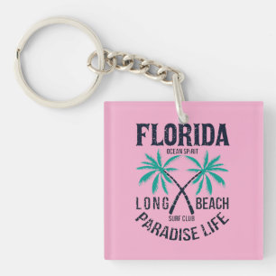 Florida Long Beach Paradise Life Surf Club Keychain