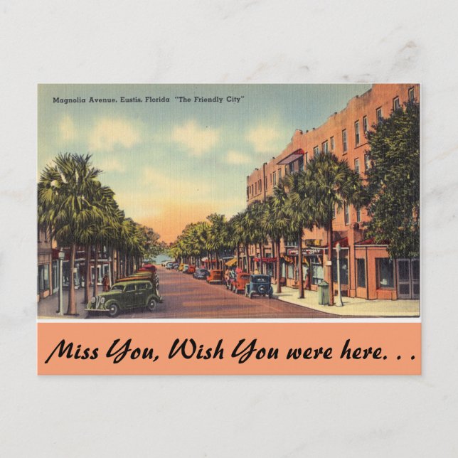Florida, Magnolia Ave. Eustis Postcard (Front)