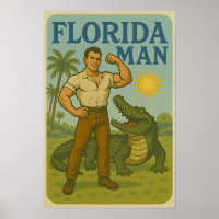 Florida Man Alligator Friend Funny Retro Coastal
