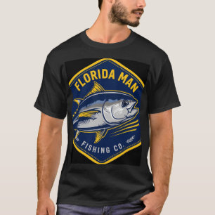 Florida Man Yellowfin Tuna Badge Fishing Art T-Shirt