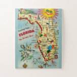 Florida Map 11x14 BIG Pieces Jigsaw Puzzle<br><div class="desc">This is a terrific colourful vintage, retro map of Florida in a puzzle! It's 11x14 with 30 BIG pieces. Great for young kids! It's pre-Disney!! It shows the major cities, well known Florida attractions, the state bird, fish, flower and so much more. A wonderful gift for your friends and family....</div>