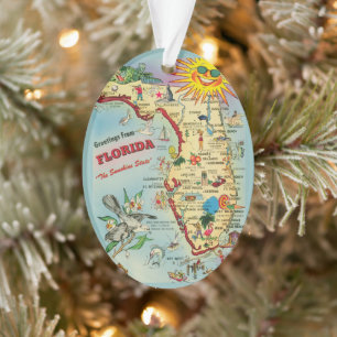 Florida Map Acrylic Ornament, Oval Ornament