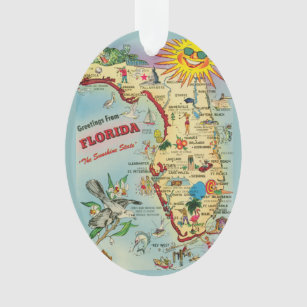 Florida Map Acrylic Ornament, Oval Ornament