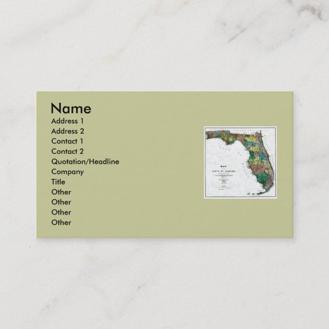 Florida Map and State Flag Business Card (Front)