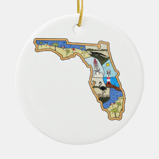 Florida Map Jacksonville Miami Tampa Key West Ceramic Ornament