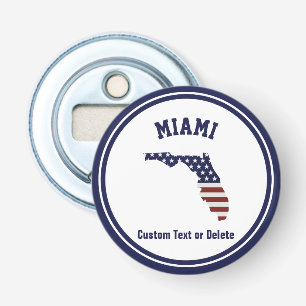 Florida Map   Patriotic USA Flag   Your City, Text Bottle Opener