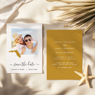 Florida Map Photo Wedding Save the Date Card