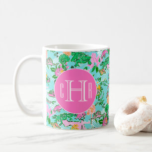 Florida Map Preppy Palm Beach Pattern Monogrammed Coffee Mug