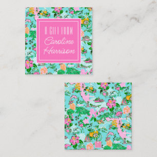 Florida Map Preppy Palm Beach Pattern Print Card