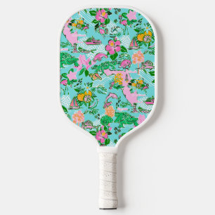 Florida Map Preppy Palm Beach Pattern Print Pickleball Paddle