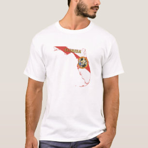 Florida Map Shaped State Flag with Name T-Shirt