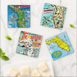 Florida Maps Coaster Set<br><div class="desc">4 vintage  Florida map postcards repurposed on a set of coasters.  Great gift!</div>