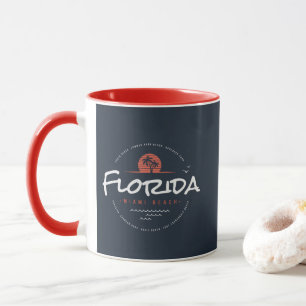Florida Miami Beach Retro Sunset Palm Tropical Des Mug