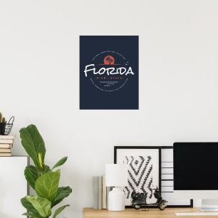 Florida Miami Beach Retro Sunset Palm Tropical  Poster
