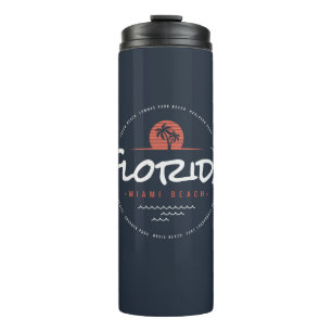 Florida Miami Beach Retro Sunset Palm Tropical  Thermal Tumbler