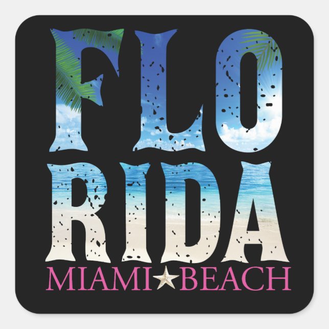 Florida, Miami Beach Square Sticker (Front)