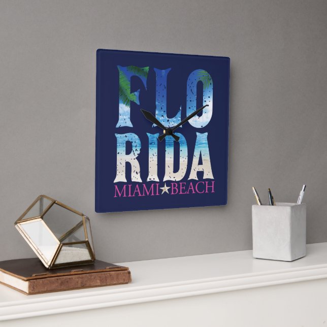 Florida, Miami Beach Square Wall Clock (Office)
