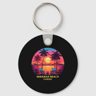 Florida Miramar Beach Shirt Colourful Palm Trees B Keychain