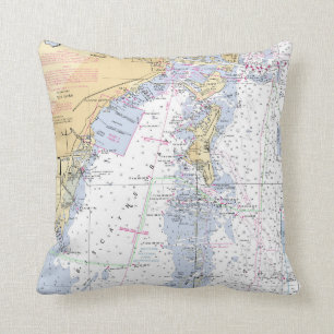 Florida Nautical Map Throw Pillow