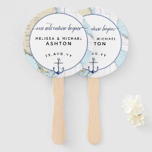 #Florida Nautical #Wedding Anchor Script Type Hand Fan