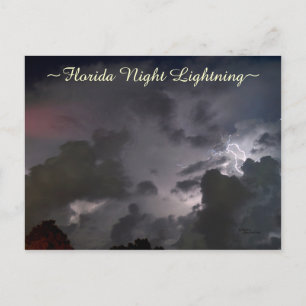 Florida night lightning clouds Postcard