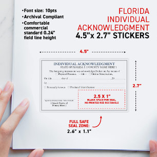 FLORIDA Notary Acknowledgment Certificate 4.5x2.7" Sticker