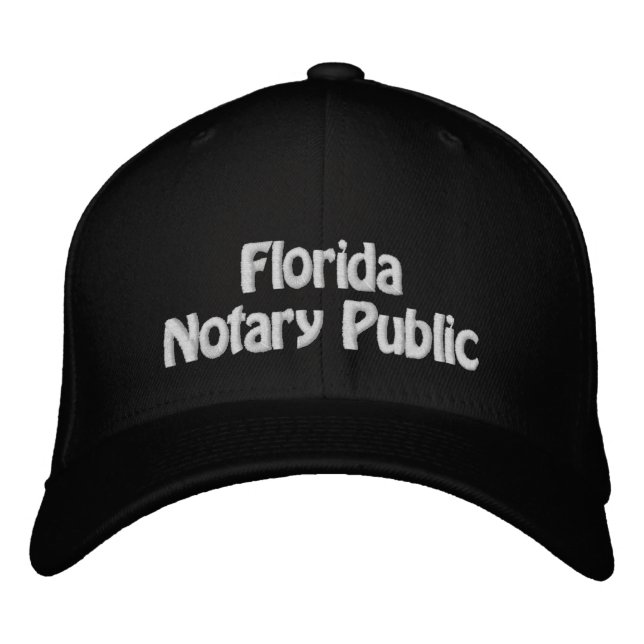 Florida Notary Public Embroidered Baseball Cap (Front)
