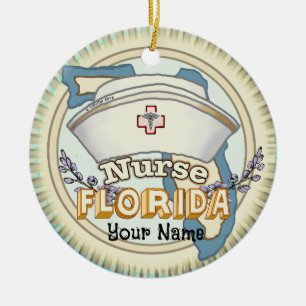 Florida Nurse Ceramic Ornament