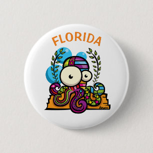 Florida Octopus 2 Inch Round Button