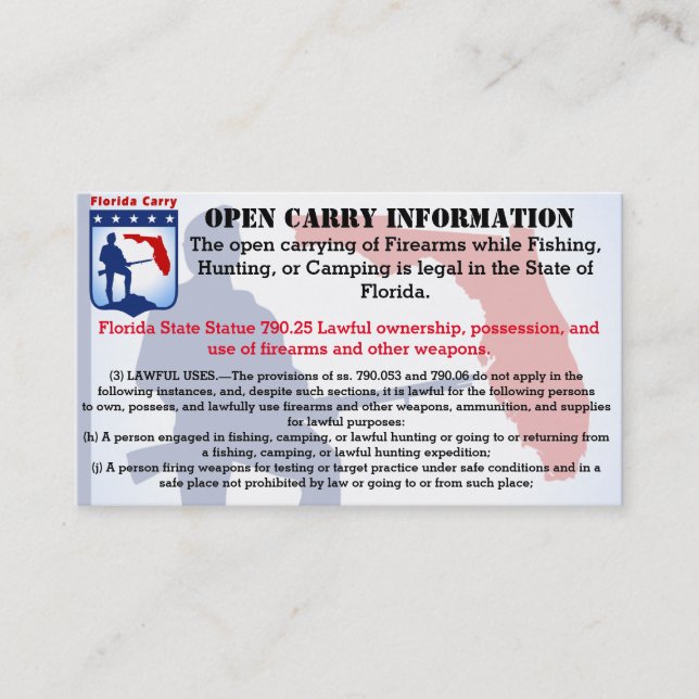 Florida Open Carry Card (Front)